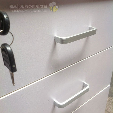 jj-hdg办公家具灰白色三抽活动柜带拉手锁-(7)-1