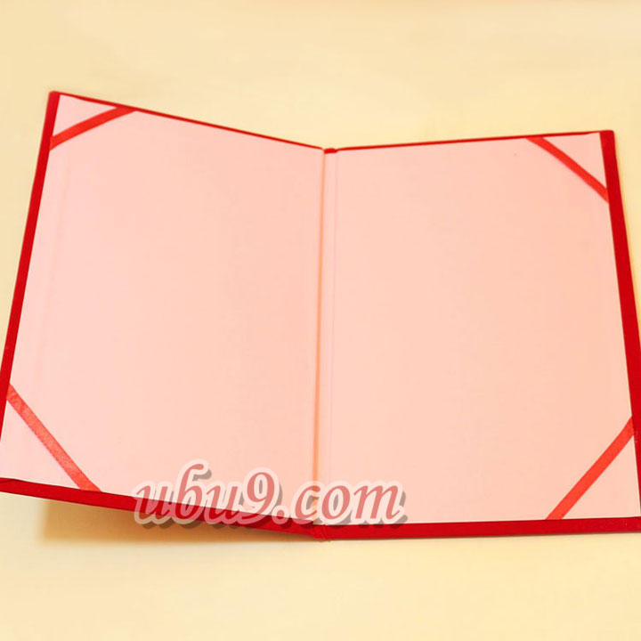 证书红色绒面任命书打开内面装裱粉红内纸