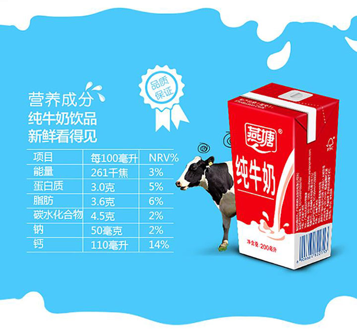 燕塘纯牛奶200ml 16盒箱 (3)